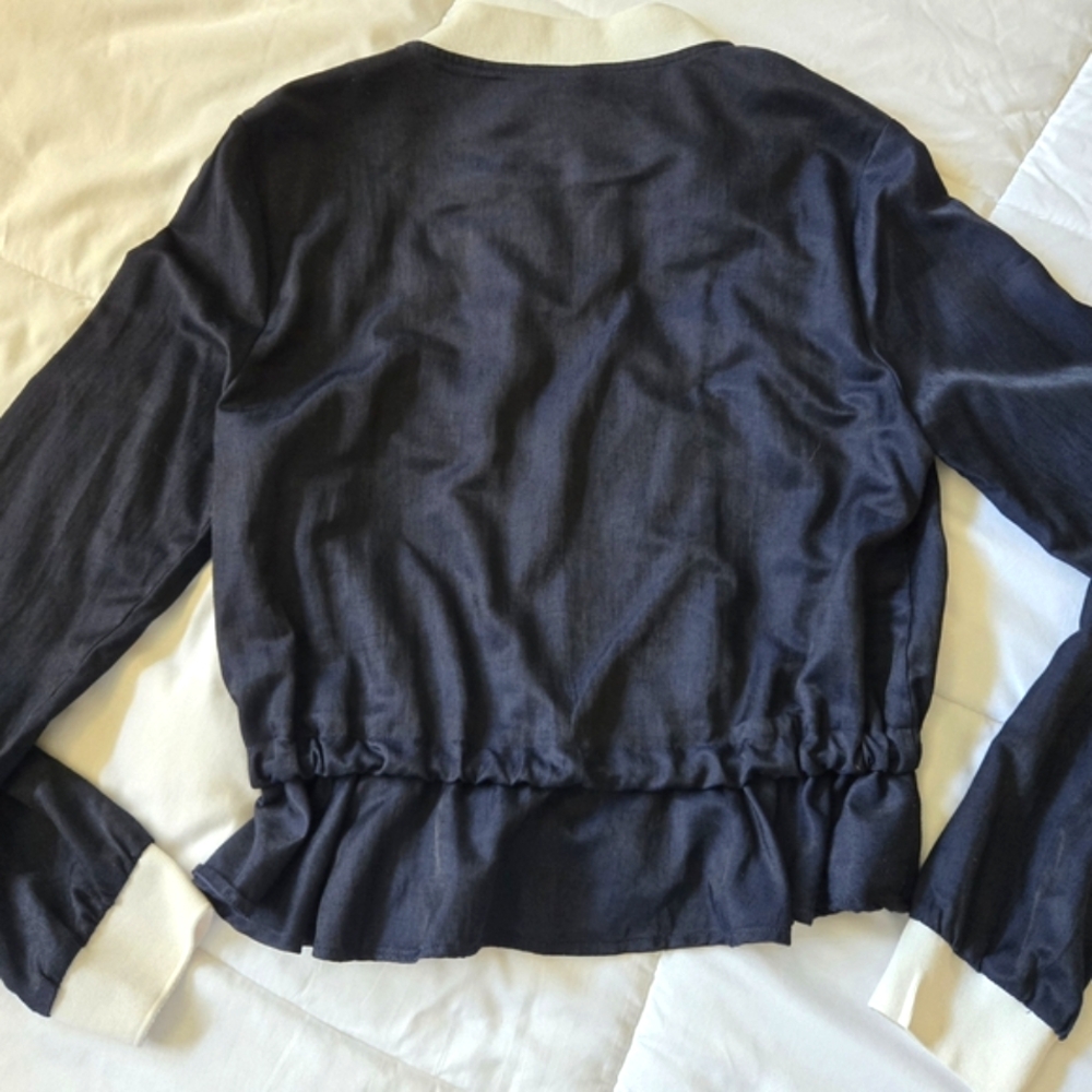 Lucy Paris Dark Blue and White Bomber Jacket - Picture 3 of 16